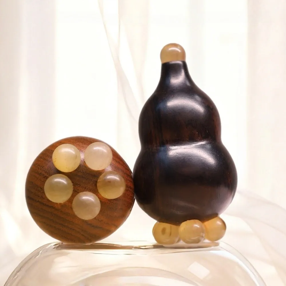 Gourd Shape Sandalwood Lotus Seedpod Massager Five Beads Design Face Lifting and Tightening Eye Massage Stick Reduce Puffiness