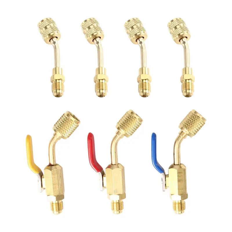 【RAMADAN SALE】For R410A R134A R12 R22 Air Conditioning Refrigerant Compact Ball Valve 5/16Inch Female To 1/4Inch Male HVAC Adapt
