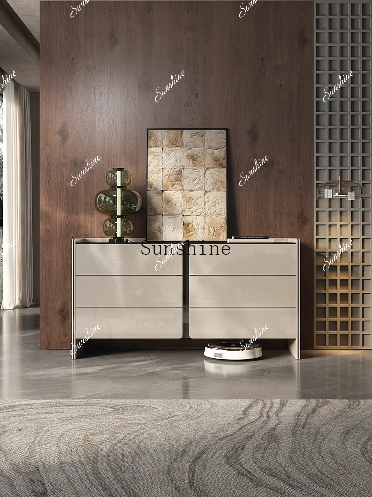 طلاء مرآة فاخر خفيف وحديث، خزانة بستة صدر، شقة صغيرة، غرفة المعيشة، جانب الطعام، تخزين متعدد الوظائف FT #5