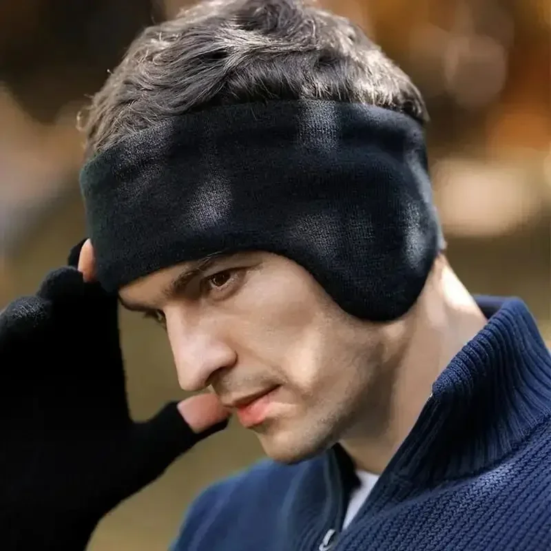 Orejeras 2 en 1 para invierno, diadema cálida a prueba de viento de doble capa para uso diario en esquí, ciclismo, running y fitness