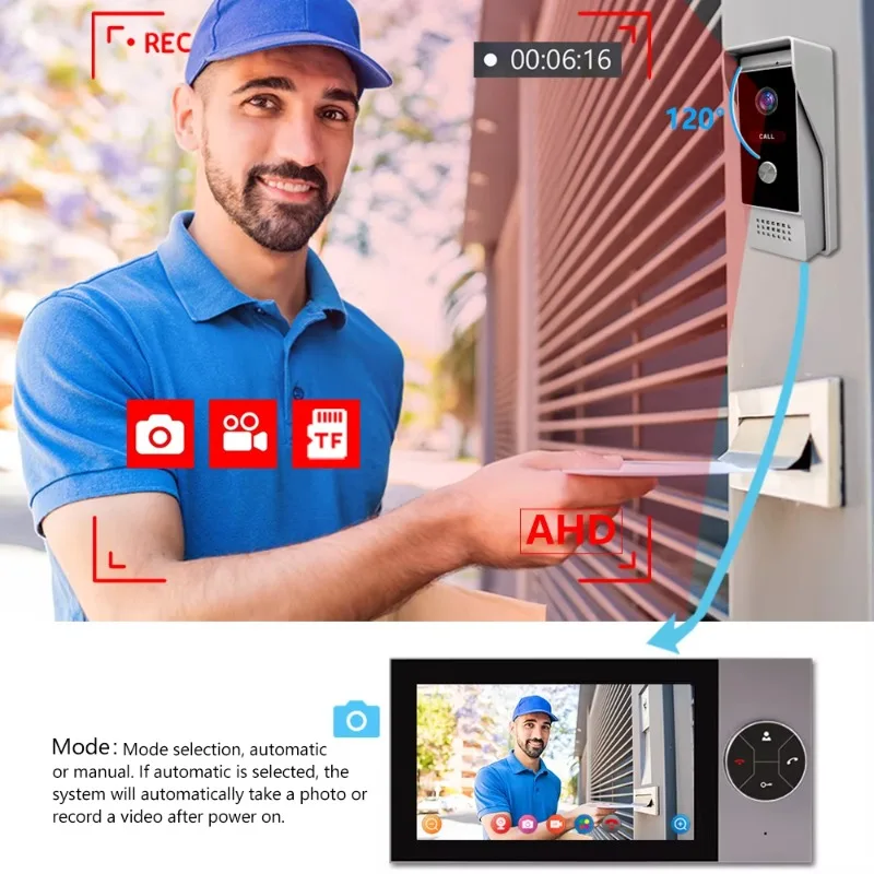 7 Inch WiFi Doorbell Camera Video Intercom 4 Wire Video Door Phone Intercom System for Villa Home Apartment