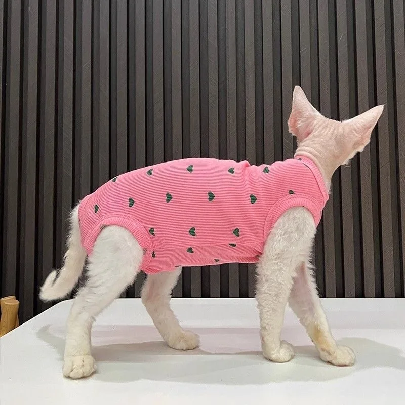 

Thin Four-Legged Clothes Vest for Hairl s Cartoon Patterned Anti-Fur edding Sphynx And Devon Rex s Pet Supplies