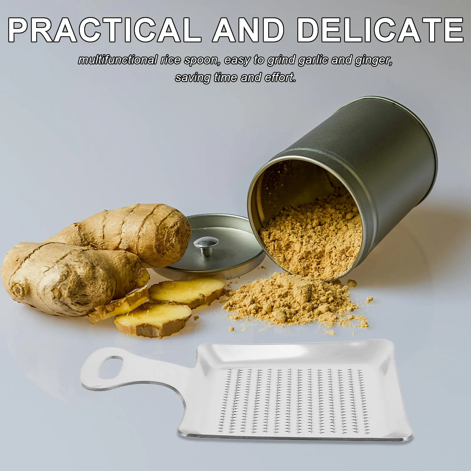 Household Stainless Steel Garlic Ginger Grater Multi-Functional Kitchen Root Vegetable Grinder Shredder Handheld Kitchen Tool