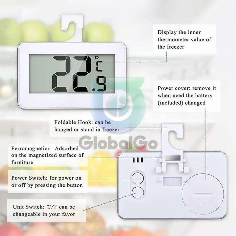 Mini LCD Digital Household Electronic Refrigerator Thermometer -20°C-60°C Alarm temperature Tester With Magnet Hook