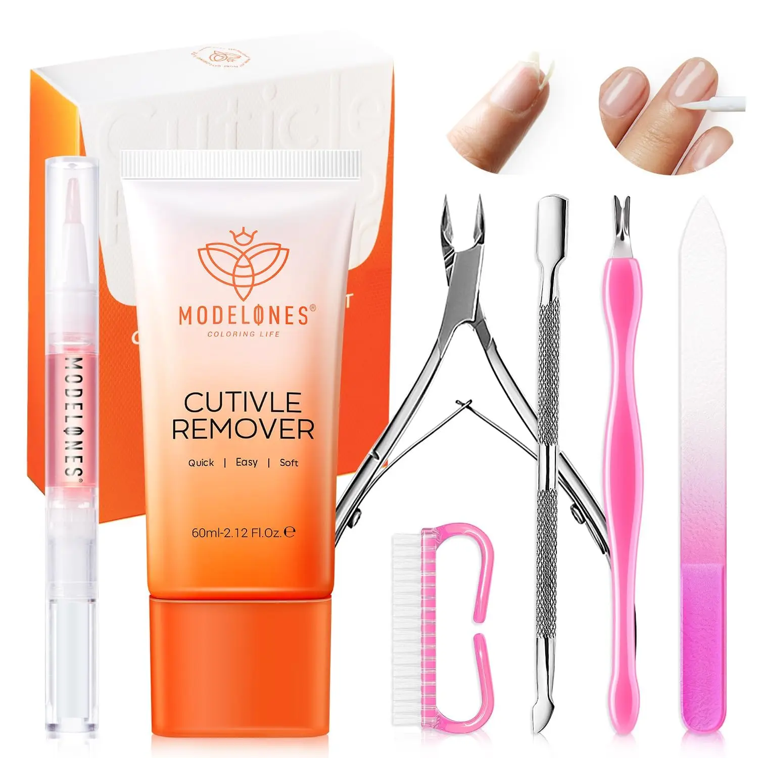 

Professional Cuticle Care Kit with Remover Cream, Oil, Trimmer & Tools for DIY Nail Manicure and Healthy Nails