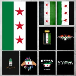 Syrian Revolution Flag Poster Gallery Prints Self Adhesive Home Decor Decoration Wall Decals Living Room Sticker