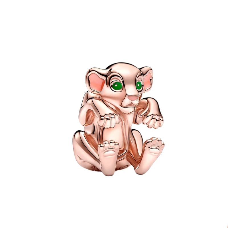 2024 nuovo 925 Sterling Silver Disney Rose Gold Lion King Simba Nara Charm Beads Fit Pandora bracciali gioielli con ciondolo da donna