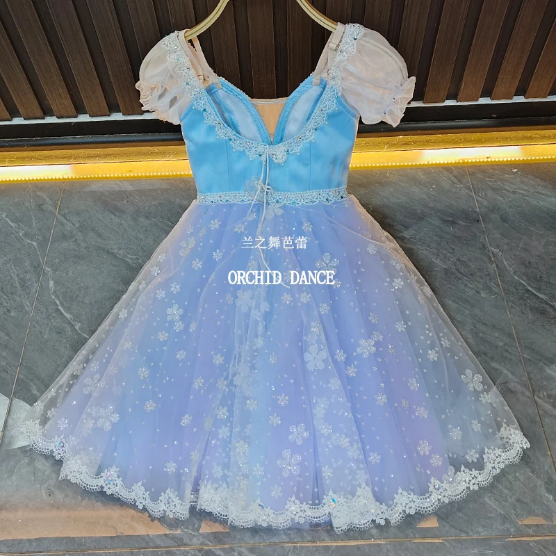 BT2507032 High Quality Custom Size Kids Girls  Ballet Dance Performance Wear Gilsay Blue Long Romantic Tutu Dress