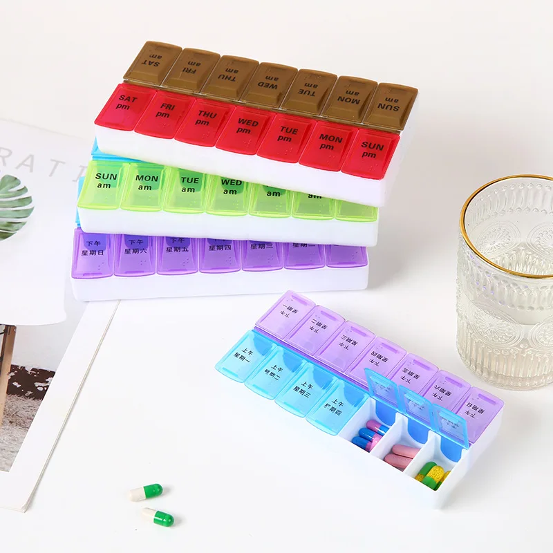 7 Days a Week Pill Organizer Morning & Night Pill Holder Travel Medicine Storage Box Splitter for Easy Medicine Management