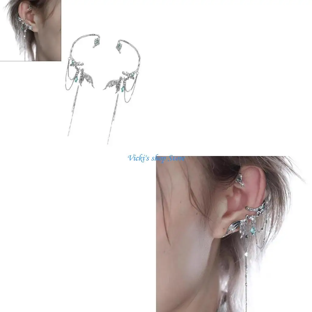 

Lightweight Fishtail Ear Accessory Adorned With Delicate Cascading Metal Threads