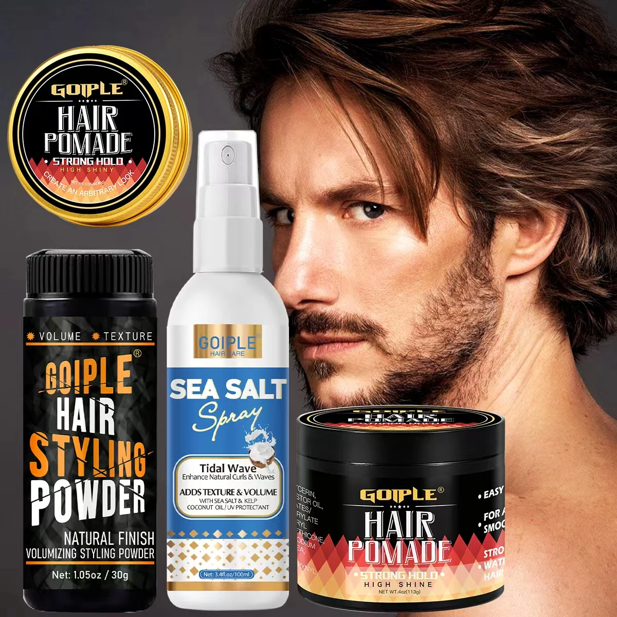 

Natural Sea Salt Spray for Volumizing Hair Long-lasting Oil Control Fluffy Styling Powder High Shine Strong Hold Men Hair Pomade
