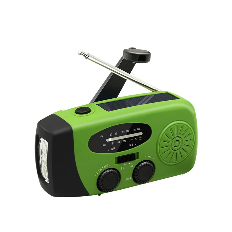 2000mAh Emergency Radio Multifunctional Solar Hand Crank portable Radio FM AM WB NOAA Weather Radio USB Charging 3 LED Flashligh