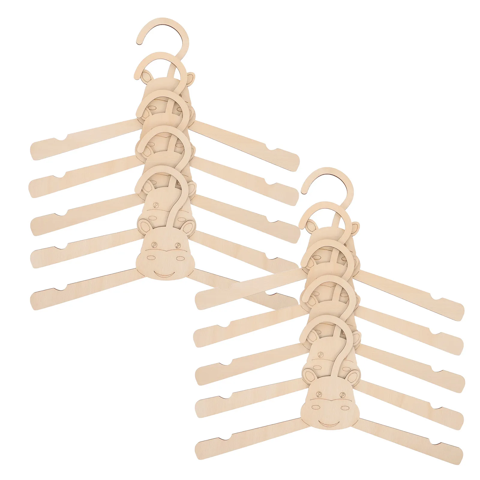 10Pcs Wooden Nursery Hangers Hippo Shaped Baby Clothes Organizers Kids Closet Animal Design Newborn Coat Holders