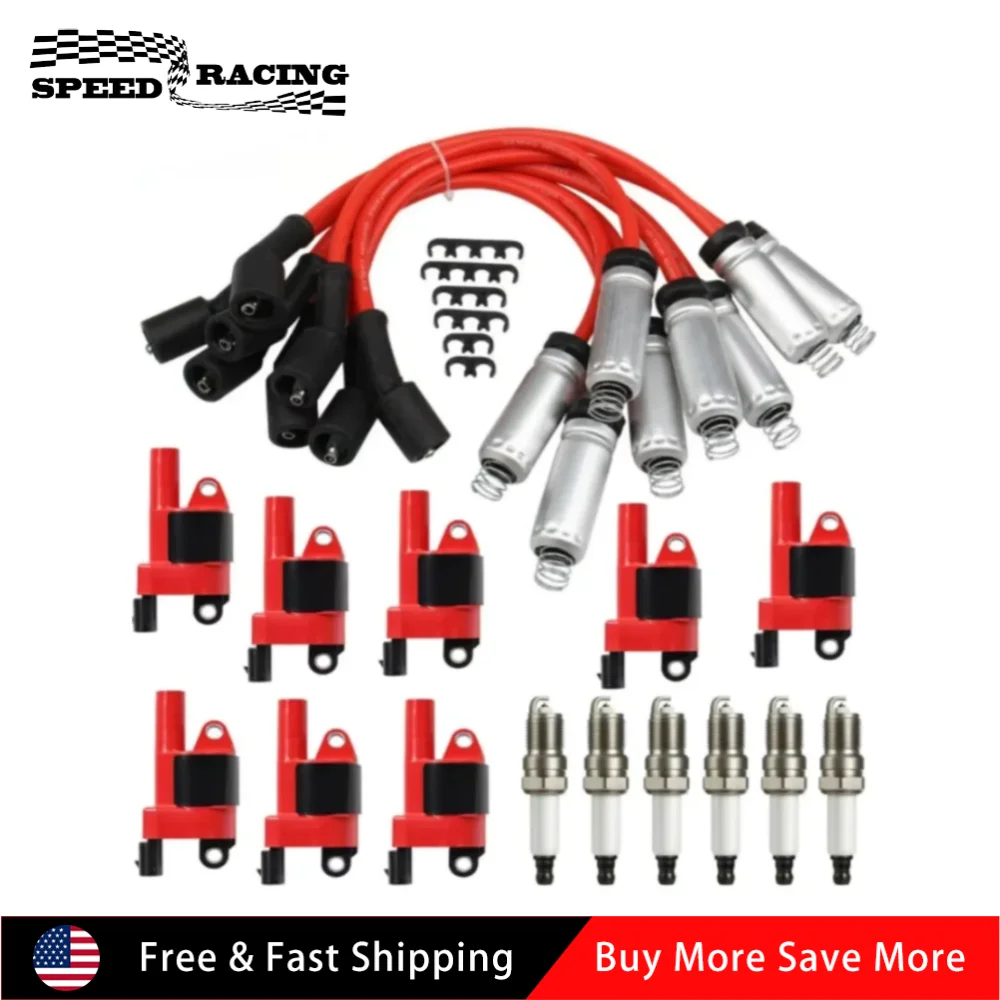 

2-50069 GN10165 D514A 1788407 8pcs Ignition Coil & Spark Plug + Wire For 2008-2016 GMC Savana 2500 3500 Van V8 4.8L 6.0L EL-1052