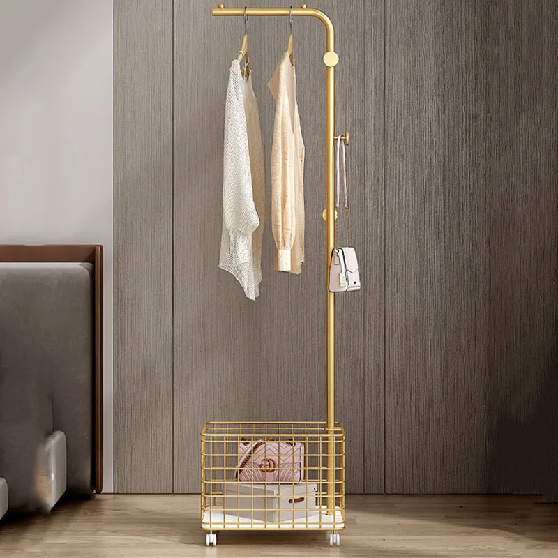 

Metal L Shaped Clothes Rack Minimalist Nordic Basket Wheels Clothes Rack Place Saving Aesthetic Stendibiancheria Home Furniture
