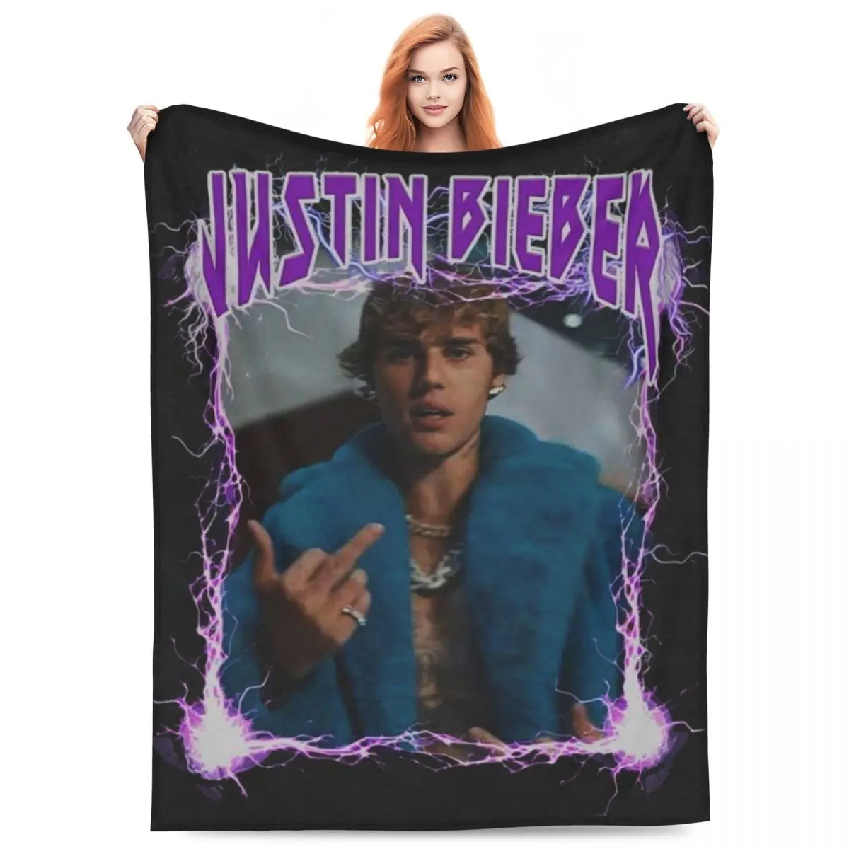 

J-Justin Biebers Warm Soft Blanket Music Camping Throw Blanket Winter Printed Custom DIY Flannel Bedspread Sofa Bed Cover