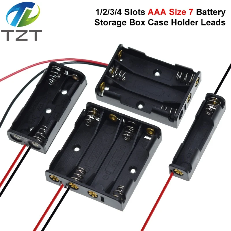 TZT 1/3PCS AAA Size 7 Battery Storage Box Case Holder Leads With 1 2 3 4 Slots Container Bag DIY Standard Batteries Charging