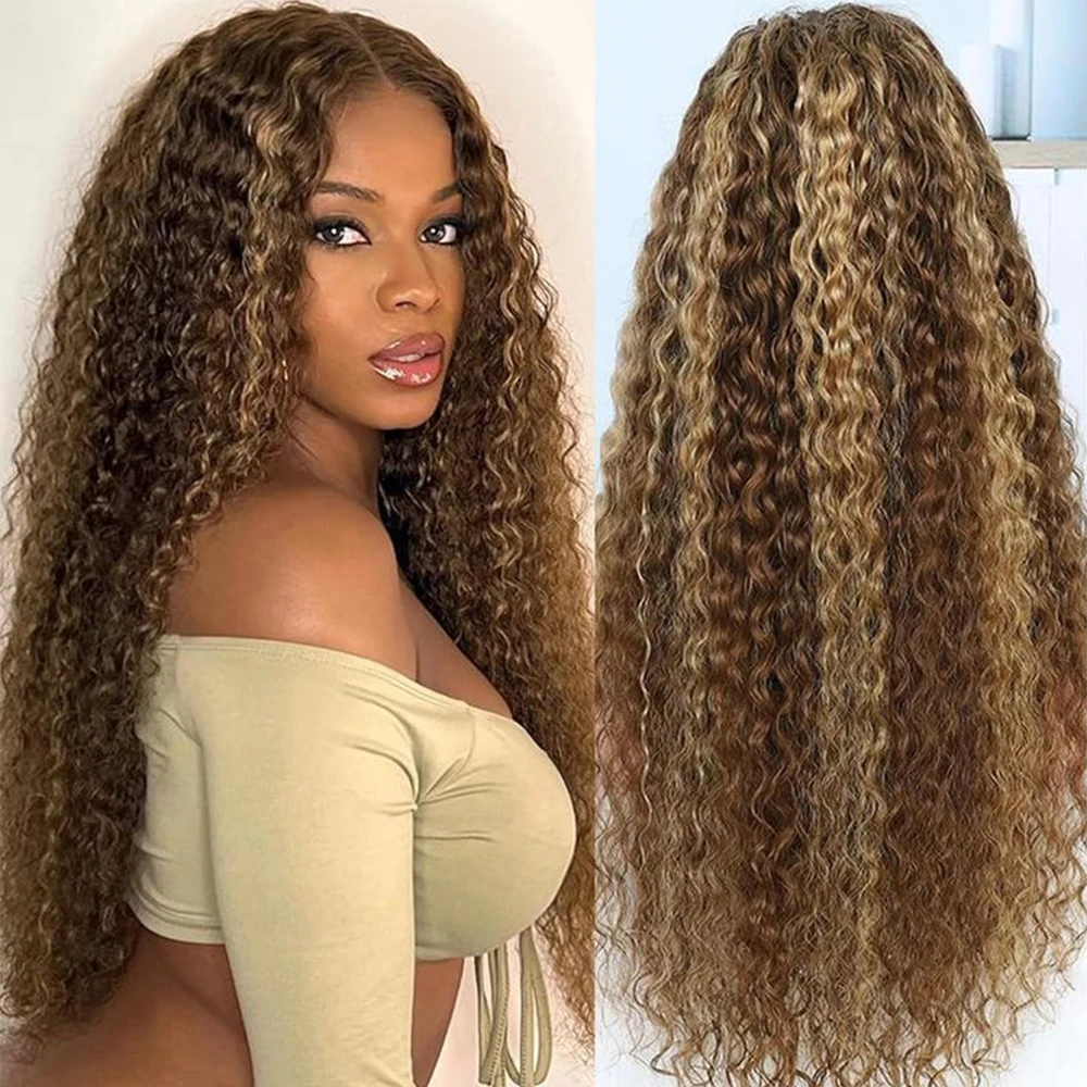 

Highlight Curly 13x4 Hd Lace Front Human Hair Wigs Pre Plucked Wigs For Black Women Brazilian Honey Blonde Deep Wave Frontal Wig