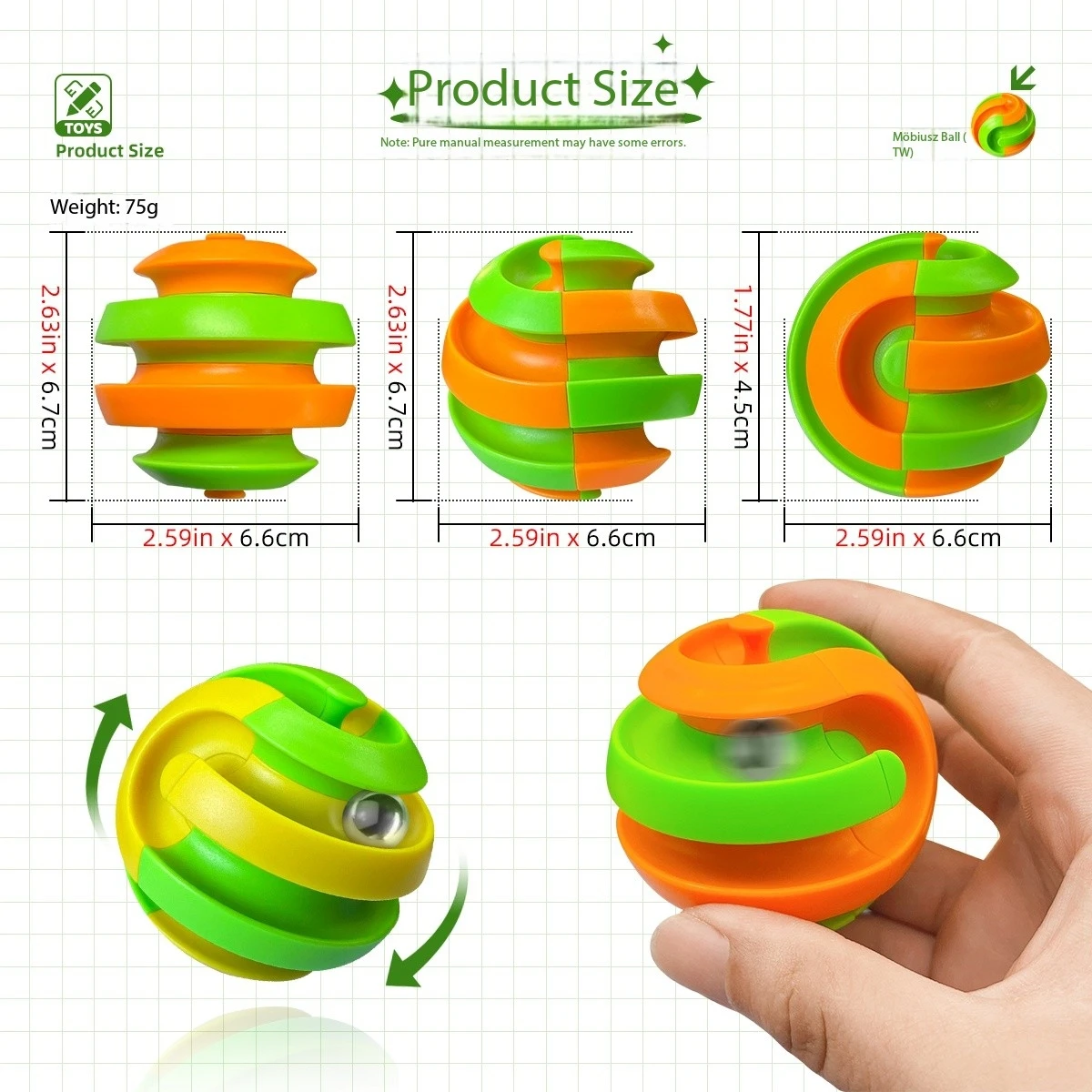 Giocattolo con palla orbitale, giocattolo rotante con cubetti Fidget, come regali antistress e giocattoli creativi di decompressione, giochi puzzle per bambini