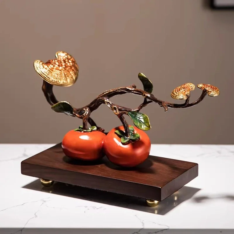New Chinese-style persimmon Ruyi copper ornament brass persimmon gourd everything office boss desktop housewarming opened