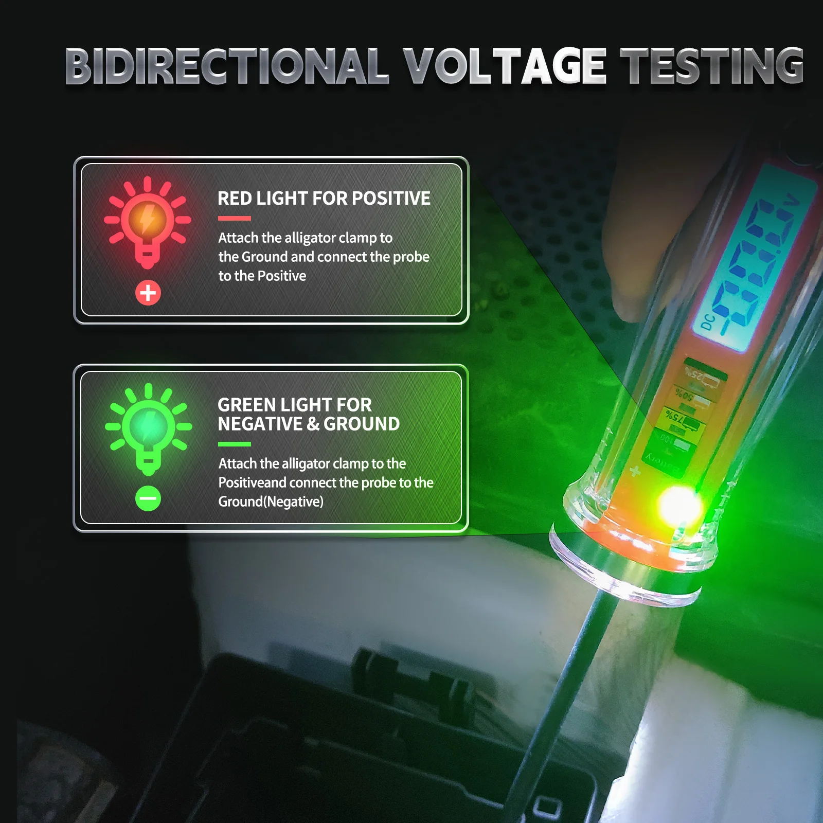 AWBLIN Upgraded Automotive Test Light & Battery Power Detector, 1-75V DC LCD Digital Circuit Tester with Illumination, Heavy Dut