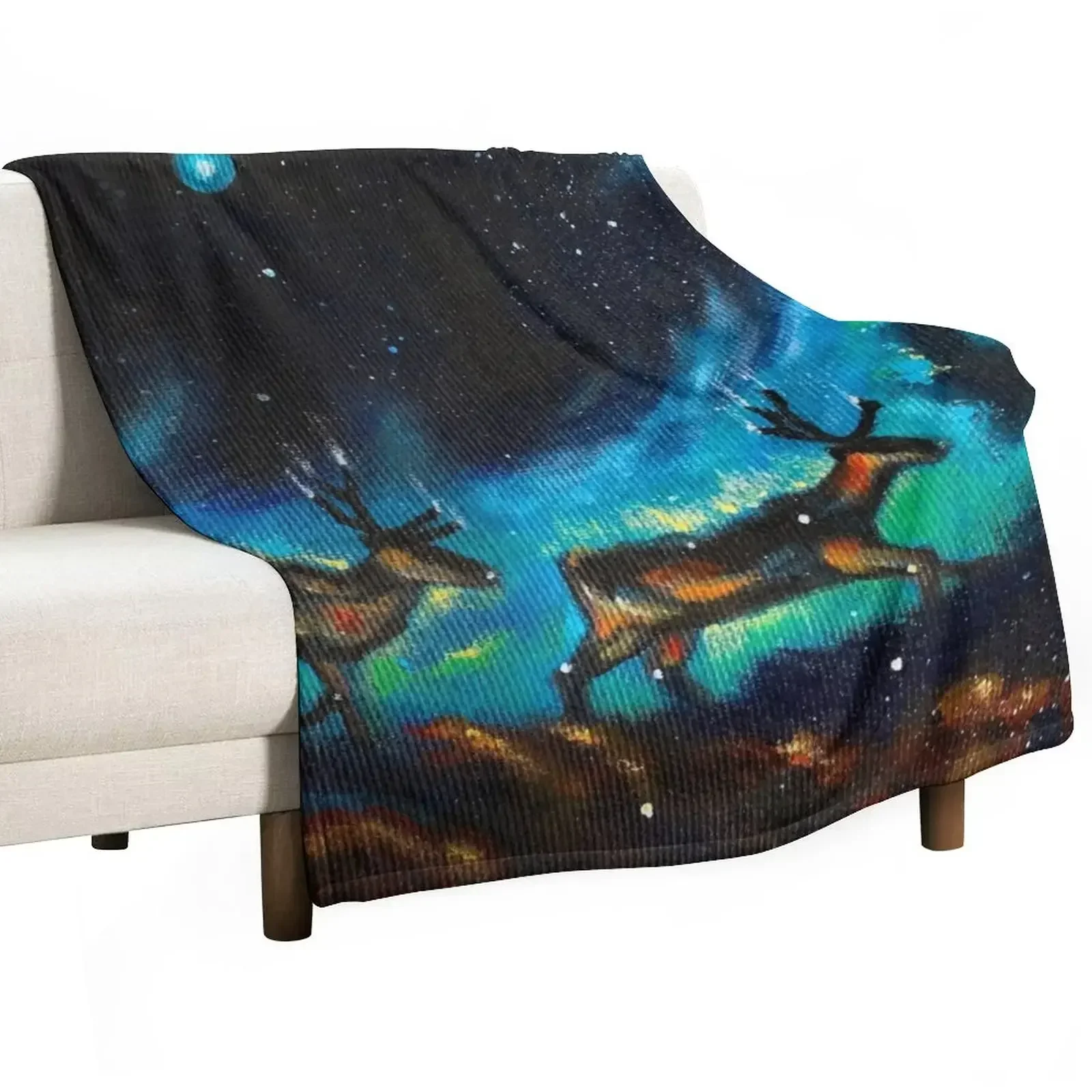 

Caribou Universe Throw Blanket Fashion Sofas christmas decoration Furrys Winter beds Blankets