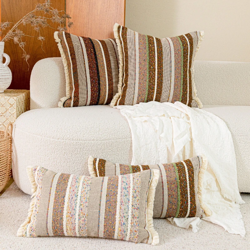 30X50/50X50CM Striped Throw Pillow Cover Texture Homestay Stamping Waist Cushion Cover Decor Home Decorative Pillowcase