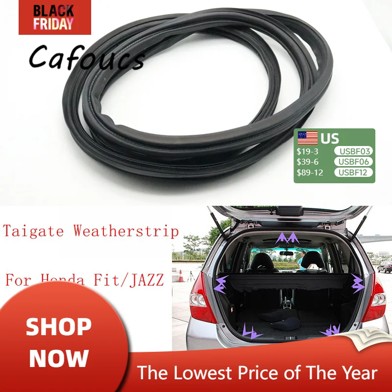 Cafoucs Car Rear Trunk Taigate Weatherstrip Seal Strip Rubber For Honda FIT JAZZ Hatchback GD1 GD3 2005 2006 2007 2008