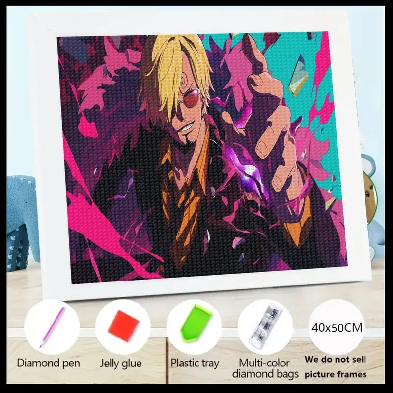 

1 шт. DIY 5D полный дрель комплект алмазной живописи, аниме цельный персонаж Санджи искусство, хрустальная мозаика со стразами драгоценный камень живопись для Adul