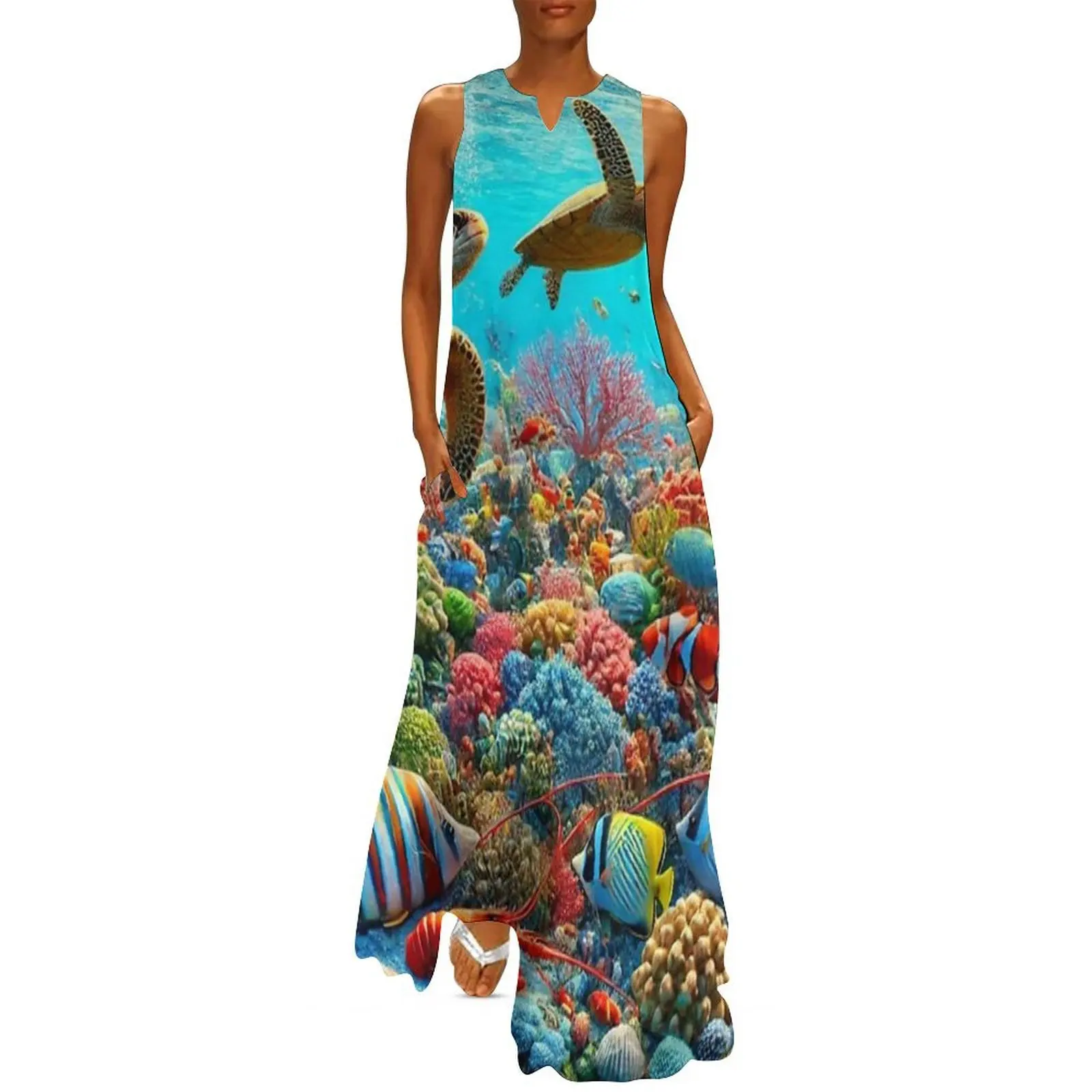 

Bright Coral Reef Long Dress Dress woman Evening dresses african dresses for woman womans clothing