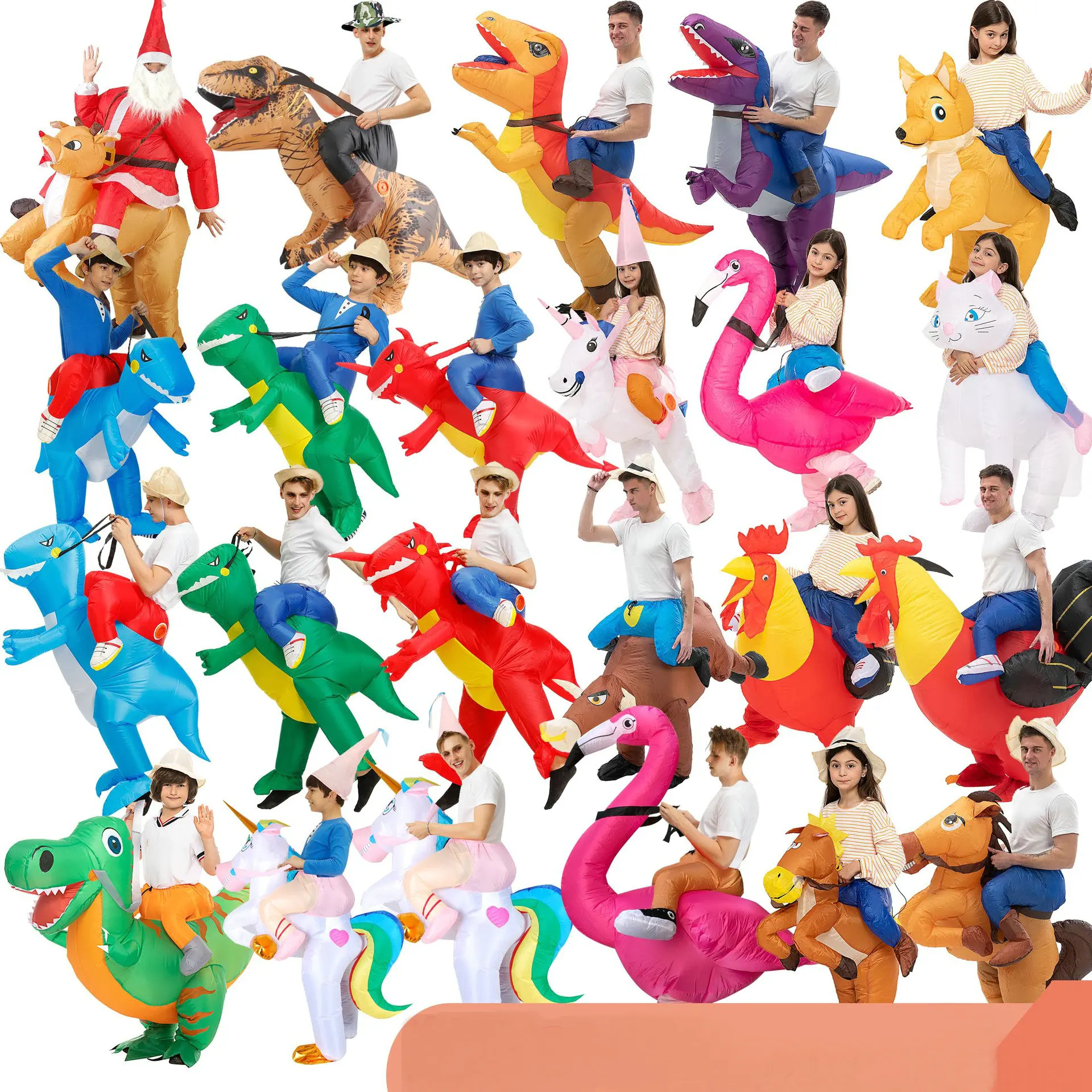 Halloween Funny Cartoon Characters Dressed As Dinosaur Costumes Children Walking Inflatable Riding Dinosaur Costumes Dropship