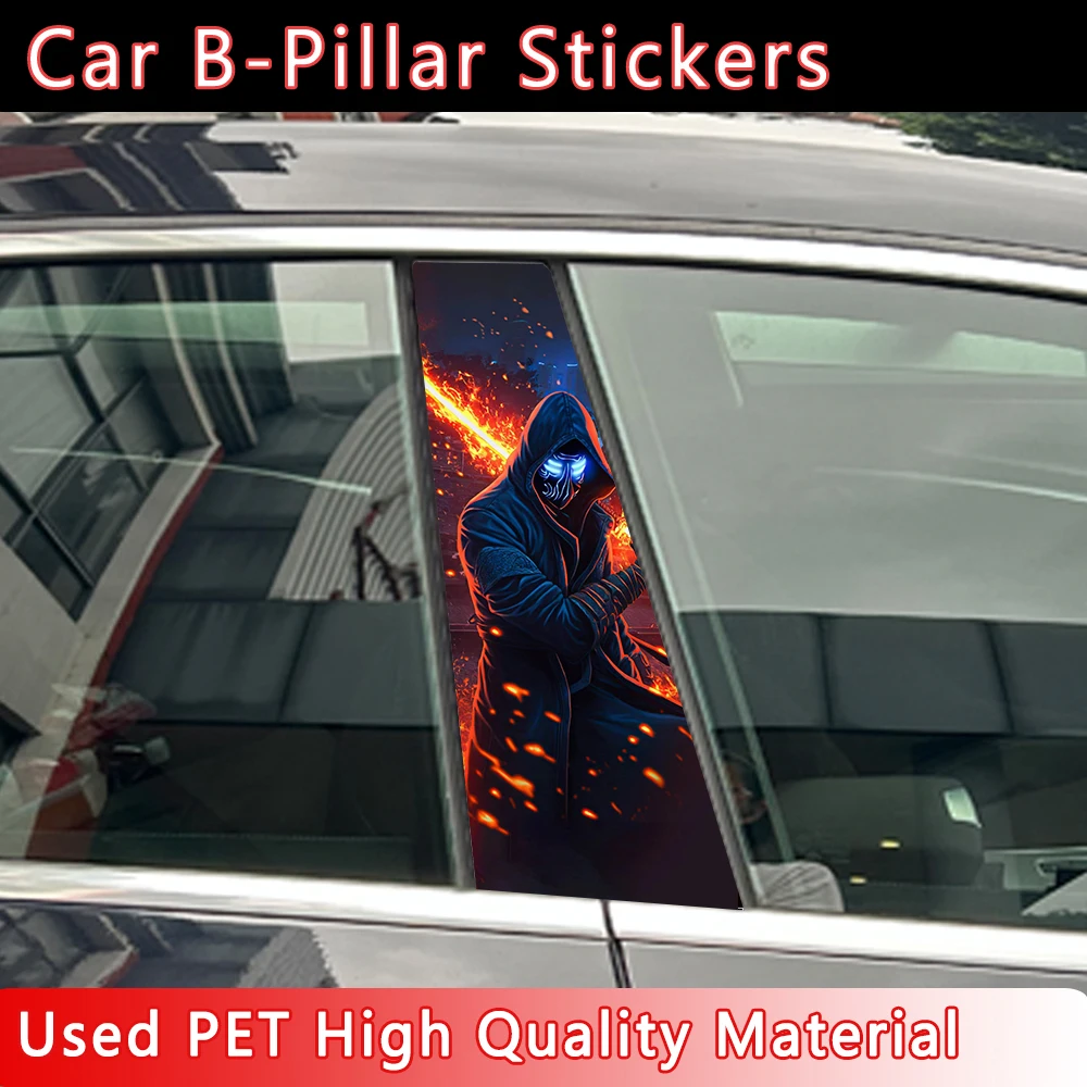 

Gothic Skull Couple Car Stickers B-pillar Sunscreen DIY Auto Center Column Cover Scratches Cartoon Decoration Accessories