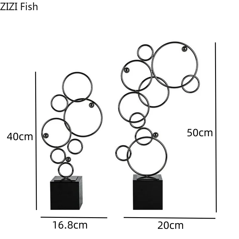 Imagem -06 - Ornamentos de Metal Galvanizado Base de Cristal Sala Estar Círculo Escultura Mobiliário Artesanato Acessórios para Casa Decoração Miniaturas