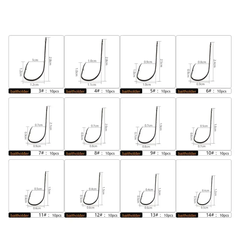 10pcs 3#-14# Baitholder High Carbon Fishing Hook Single Hook With Eye Carp Anzol Peche Fishing Tackle Jig Fishhook Fish bait Bfs