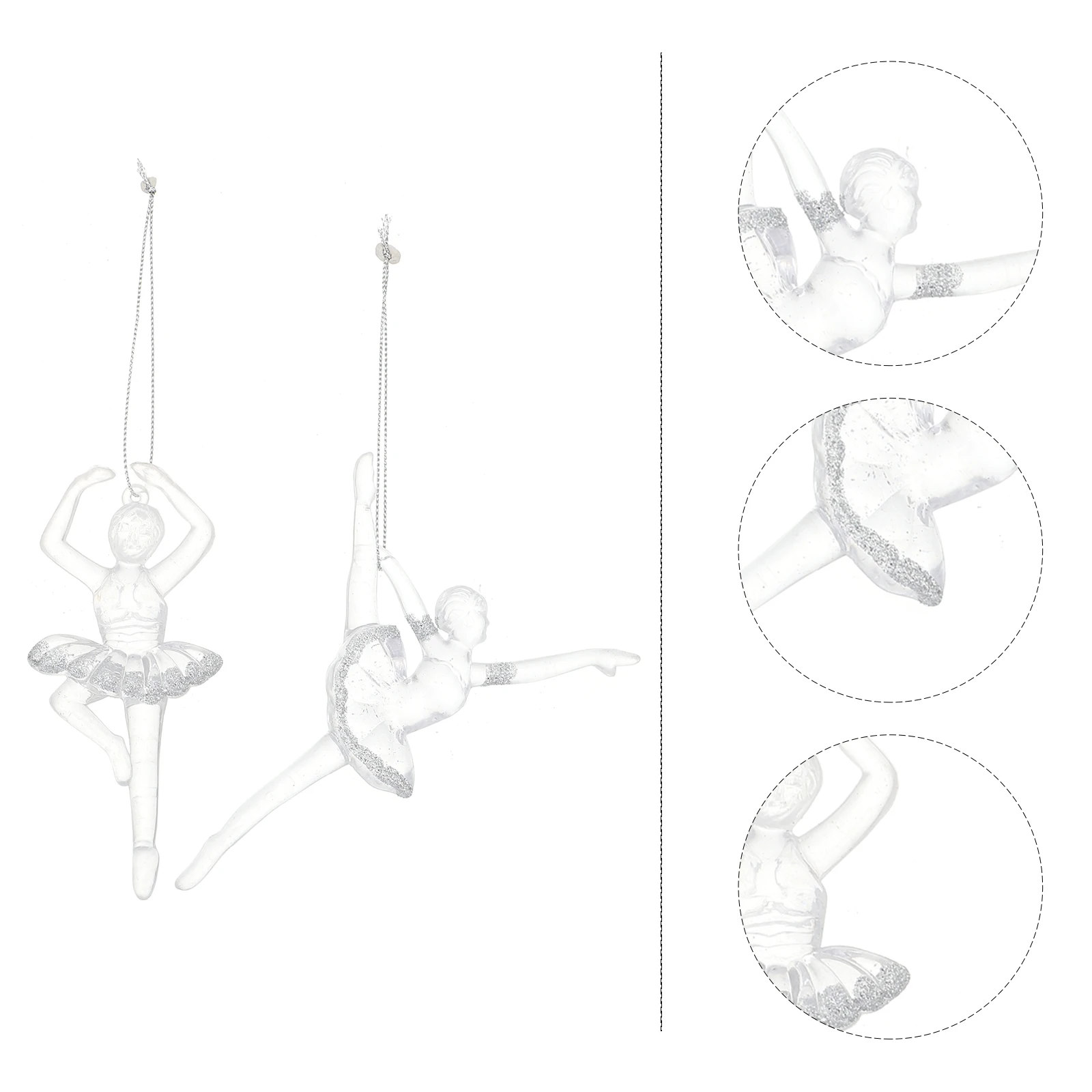 

2 Pcs Ballet Pendant Ornaments Christmas Decor Charms Dancer Xmas Plastic for Crafts Figurine Diy Wreath Supplies