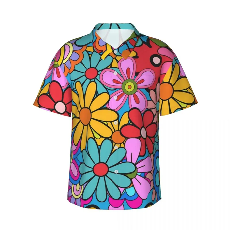 

Summer New 3D Colorful Florals Printing Shirts For Men Women Fashion Streetwear Button Shirts Y2k Harajuku Shirts & Blouses Tops