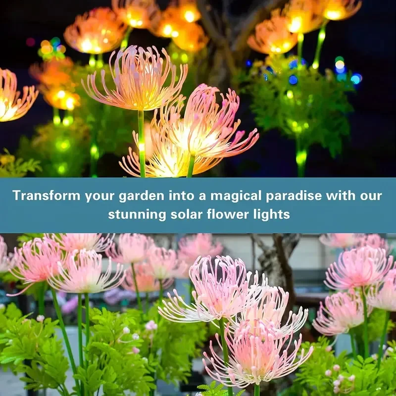 1個のソーラーガーデンライト、光る花と茎のソーラーフラワーライト、アップグレードされたソーラーパネル、庭の装飾、お母さんへのギフト