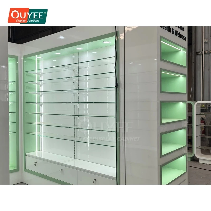 custom.New Design Healthcare Store One Stop Solution Healthcare Retail Environment Multi Layer Display System