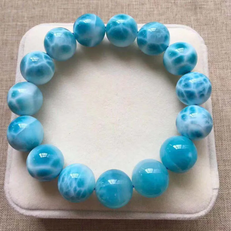Natural sea pattern stone bracelet, blue crystal, Dominican jade sea pattern stone bracelet, tortoise shell pattern, Larama brac