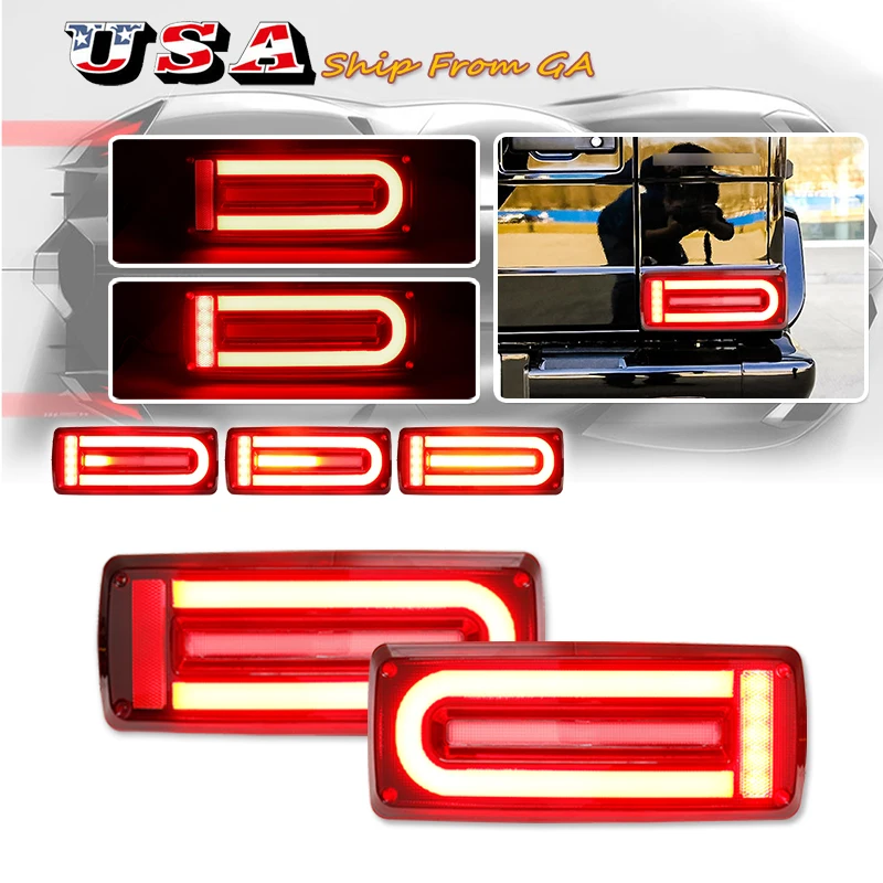 أضواء خلفية LED لمرسيدس بنز W463 G الفئة G500 G550 G55 G63 AMG 1990-2018 القيادة الفرامل عكس الديناميكي بدوره مصباح إشارة