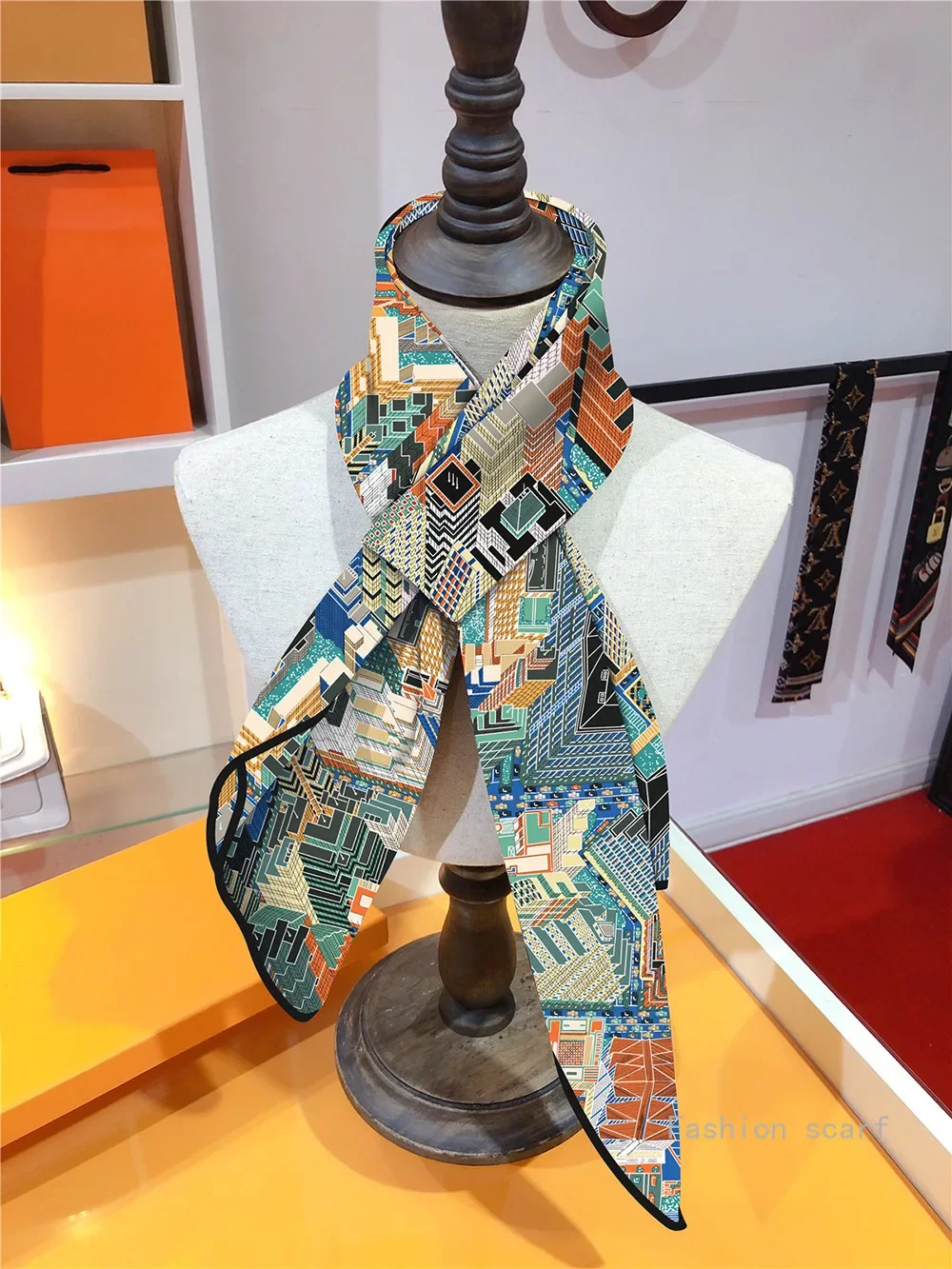 Versatile Headwear Bag Clothing And Accessories Square ScarfNew Paris City Building Twill Printing Women\'s Fashion Travel Shawl