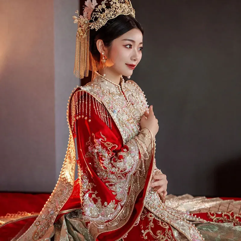 Yourqipao Chinese Xiuhe Wedding Dresses Traditional Hanfu Ming Bridal Gowns 2024 Women Cheongsams Kimono Ancient Custumes Sets