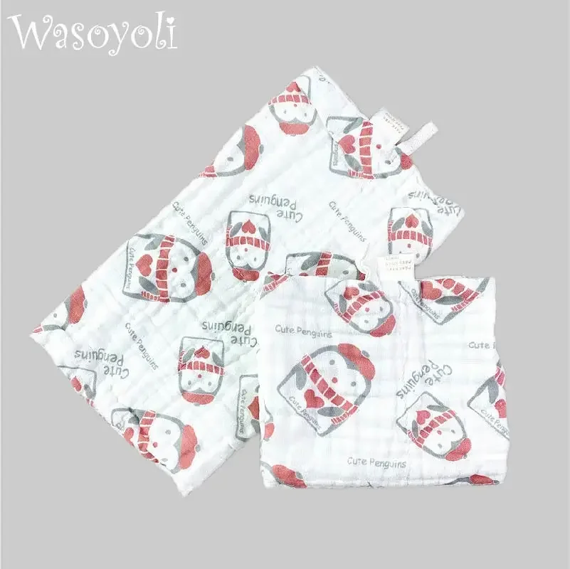 

1 Piece Wasoyoli Burp Cloths 30*50CM 100% Muslin Cotton 6 Layers Colorful Printed High Quality Handkerchief Soft Infant Towel