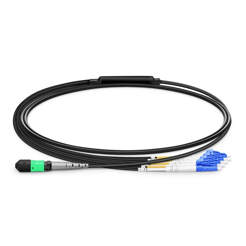 ADOP for MTP Female to 4 LC UPC Duplex 8 Fibers Type B Plenum (OFNP) OS2 9/125 Single Mode Elite Breakout Cable, Black