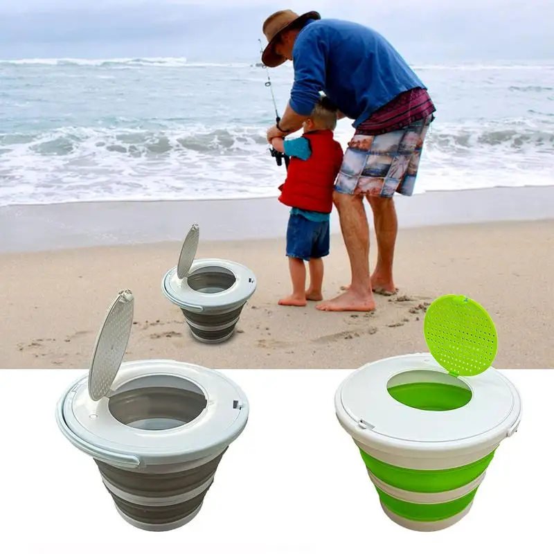 Collapsible Water Bucket Foldable Round Water Tub Durable Space Saver Waterpot With Locking Lid For Home Camping Fishing