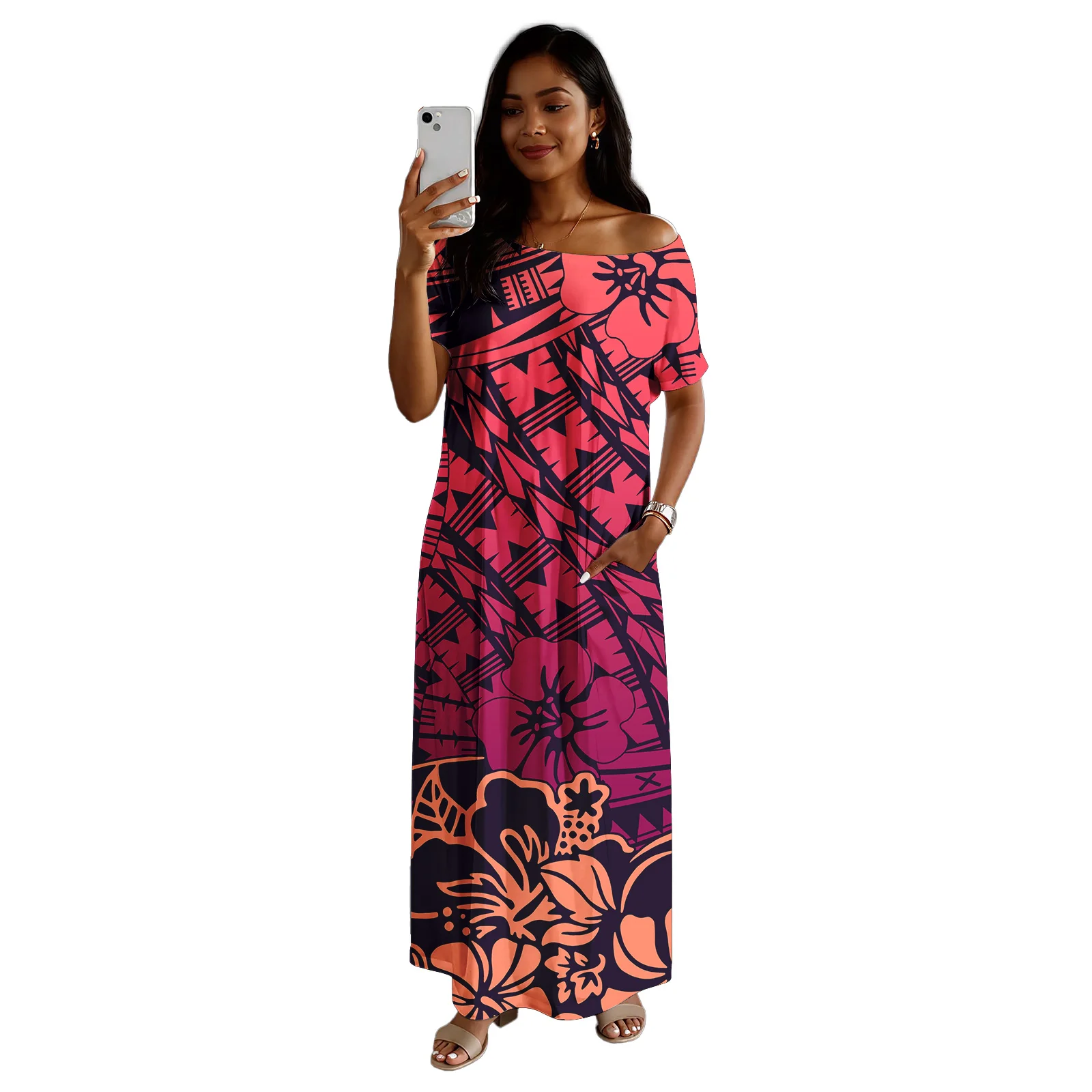 Sublimation Print Sexy Custom Logo Women Clothes Fashion Lady Samoa Dress Polynesian Tribal Skirts Ladies Elegant Hawaiian Dress