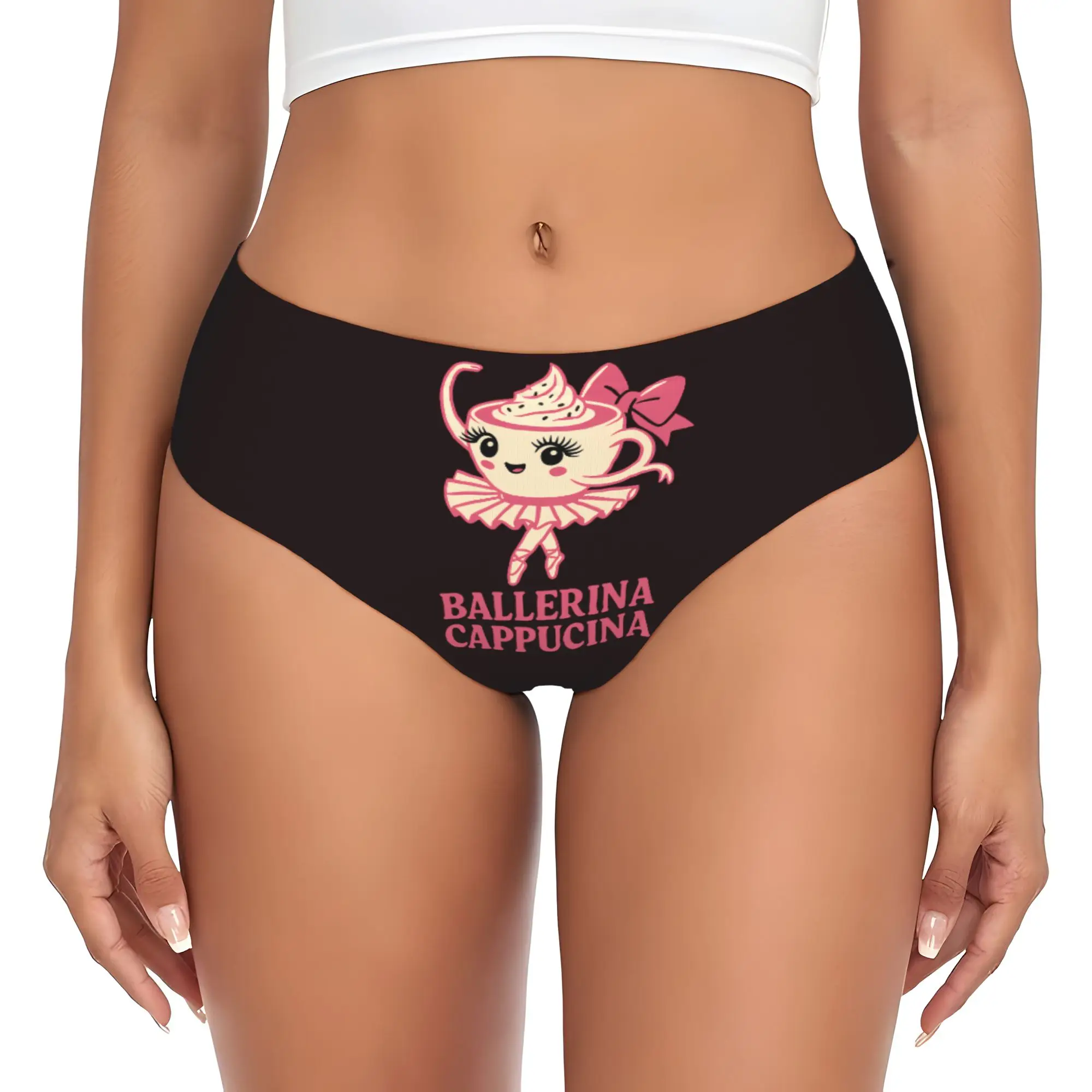 Custom Italian Brainrot Ballerina Cappuccin Briefs Underwear Womens Comfortable Stretch  Panties