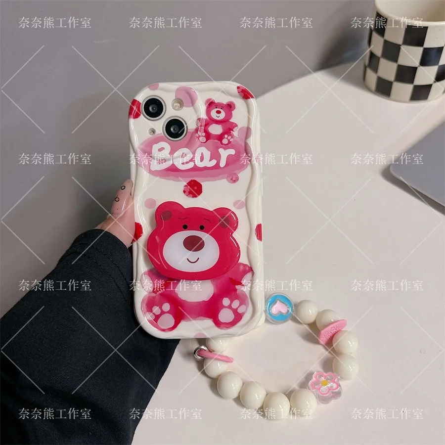 Lotso 3D Wave Bracket Bracelet Case for OPPO Realme 12 11 10 9 8 7 7i 6 5 Pro Plus C67 C55 C31 C35 C11 C12 C15 C20 C21Y Cover