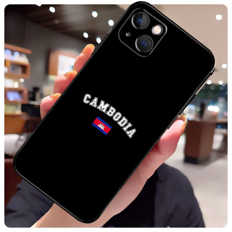 Cambodia Flag Phone Case For iPhone 16 11 12 13 Mini 14 15 Pro Max X XS Max XR Plus Cover Bag