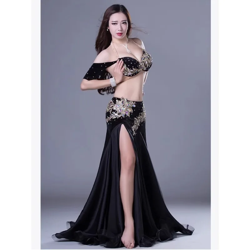 Trajes de dança do ventre personalizados roupas de dança indiana novo desempenho roupa de dança exótica sutiã saia preto roxo vermelho